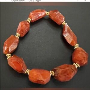 Elegant Red Calcedony Beaded Bracelet